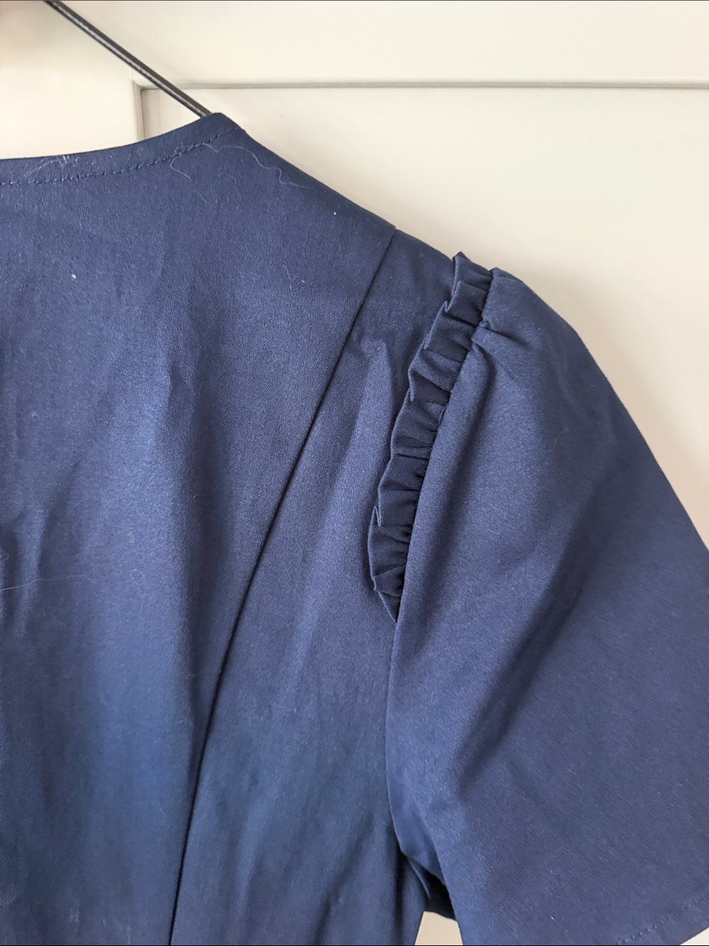 🦋Draper James Navy Zip-Front Fit & Flare Dress with Ruffle Sleeves - Picture 9 of 10
